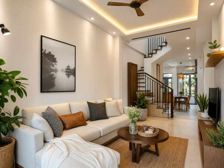 Kết quả cải tạo phòng khách nhà phố với ngân sách hợp lý, hiệu quả cao