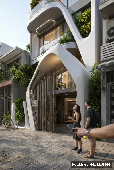 Nhà Lô Phố 3 Tầng Phong Cách Zaha Hadid Tại Hà Nội
